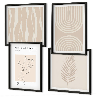 Políptico com moldura Decorações boho abstratas