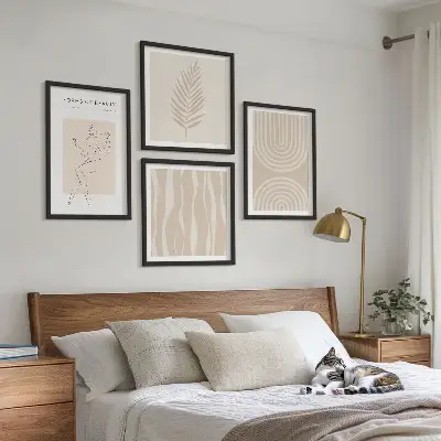 Políptico com moldura decorações abstratas estilo boho