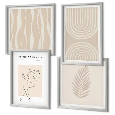 Políptico com moldura decorações abstratas estilo boho