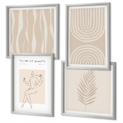 Políptico com moldura Decorações boho abstratas