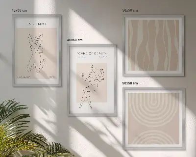 Composição de quadros formas minimalistas