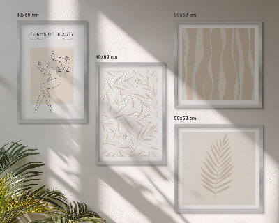 Conjunto de 4 quadros com moldura Motivos vegetais minimalistas