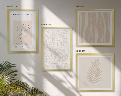 Conjunto de 4 quadros com moldura Motivos vegetais minimalistas