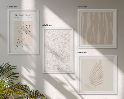 Conjunto de 4 quadros com moldura Motivos vegetais minimalistas