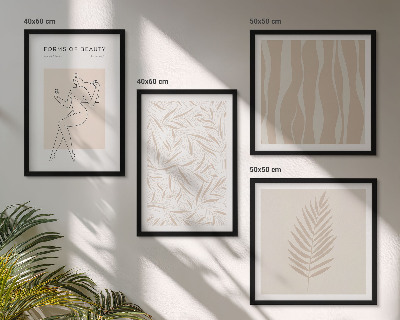 Conjunto de 4 quadros com moldura Motivos vegetais minimalistas