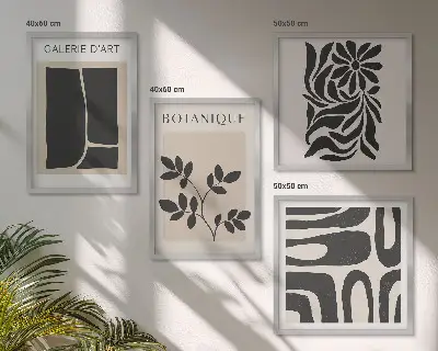 Composição de quadros com padrões abstratos de plantas