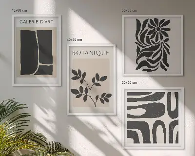 Composição de quadros com padrões abstratos de plantas