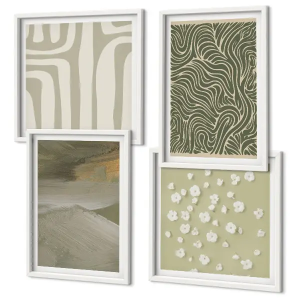 Políptico com moldura com padrões boho abstratos
