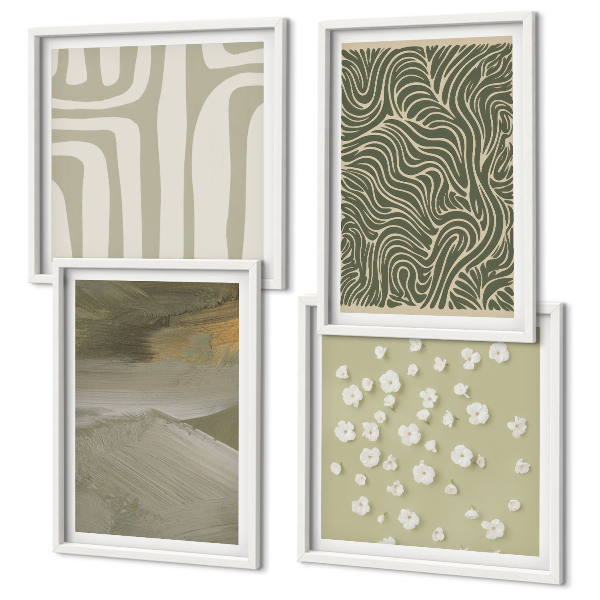 Políptico com moldura Padrões boho abstratos