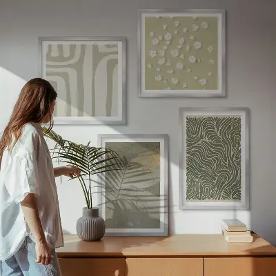 Políptico com moldura com padrões boho abstratos