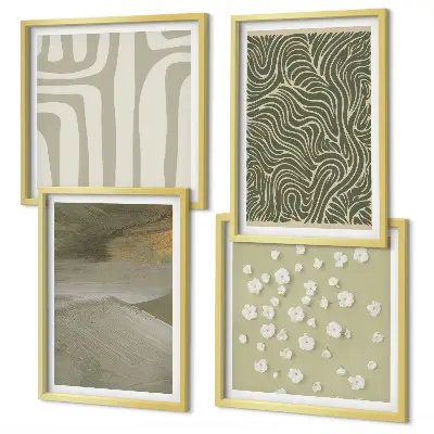 Políptico com moldura com padrões boho abstratos