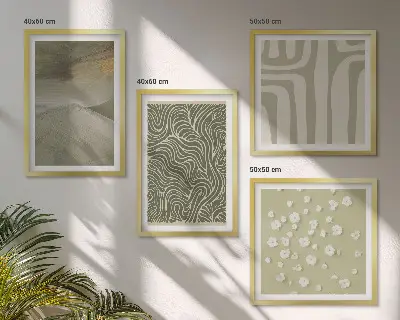 Políptico com moldura com padrões boho abstratos