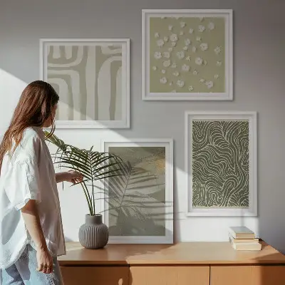 Políptico com moldura com padrões boho abstratos