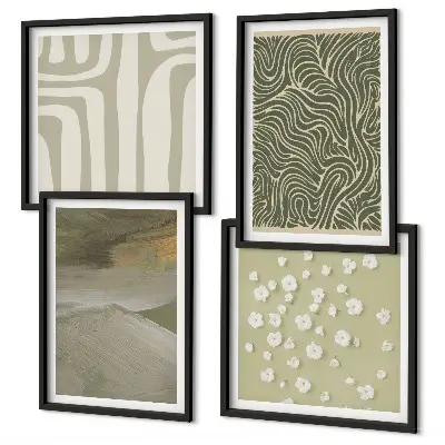 Políptico com moldura com padrões boho abstratos
