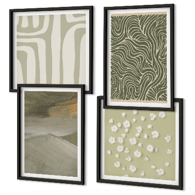 Políptico com moldura Padrões boho abstratos