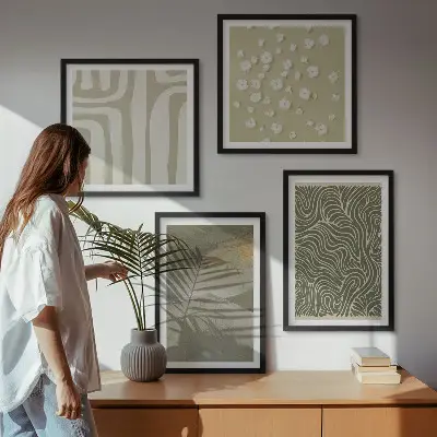 Políptico com moldura com padrões boho abstratos