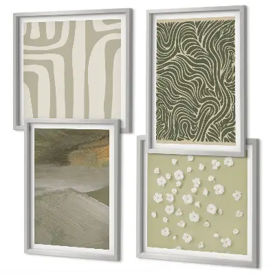 Políptico com moldura com padrões boho abstratos