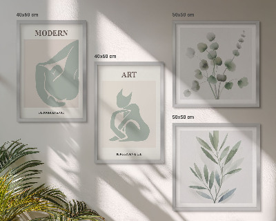 Composição de quadros Motivos vegetais, verde delicado