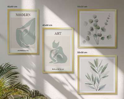 Composição de quadros Motivos vegetais, verde delicado