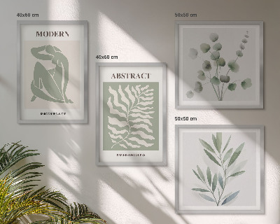 Conjunto de 4 quadros com moldura Plantas boho com design Matisse