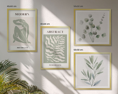 Conjunto de 4 quadros com moldura Plantas boho com design Matisse