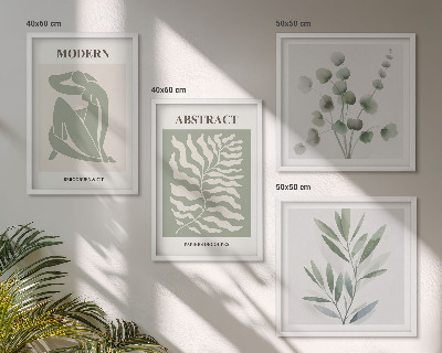 Conjunto de 4 quadros com moldura Plantas boho com design Matisse