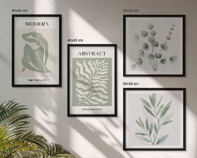 Conjunto de 4 quadros com moldura Plantas boho com design Matisse
