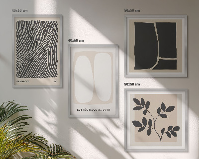 Políptico com moldura Padrões minimalistas de plantas