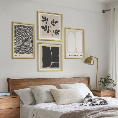 Políptico com moldura Padrões minimalistas de plantas
