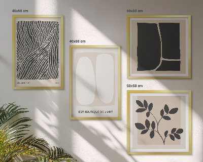 Políptico com moldura Padrões minimalistas de plantas