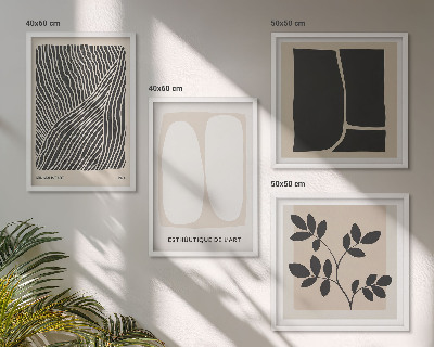 Políptico com moldura Padrões minimalistas de plantas