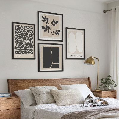 Políptico com moldura Padrões minimalistas de plantas