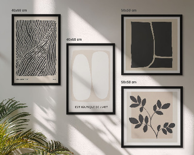 Políptico com moldura Padrões minimalistas de plantas