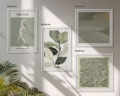 Composição de quadros com padrões abstratos de plantas