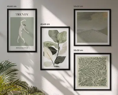 Composição de quadros com padrões abstratos de plantas