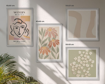 Conjunto de 4 quadros com moldura mulher abstrata moderna