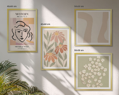 Conjunto de 4 quadros com moldura mulher abstrata moderna