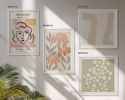 Conjunto de 4 quadros com moldura mulher abstrata moderna