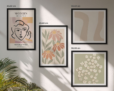 Conjunto de 4 quadros com moldura mulher abstrata moderna