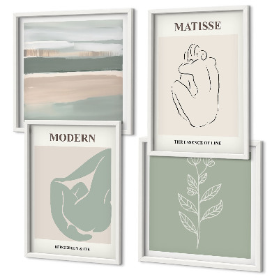 Políptico com moldura Formas abstratas de plantas