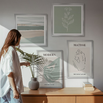 Políptico com moldura Formas abstratas de plantas