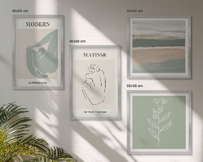 Políptico com moldura Formas abstratas de plantas