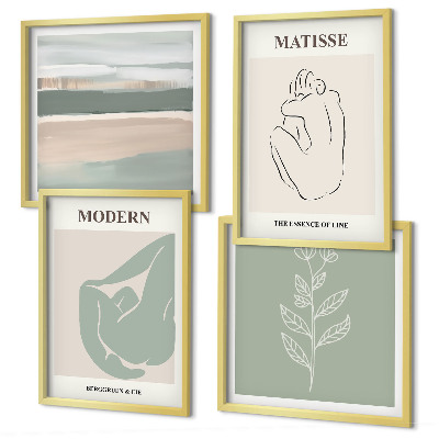 Políptico com moldura Formas abstratas de plantas