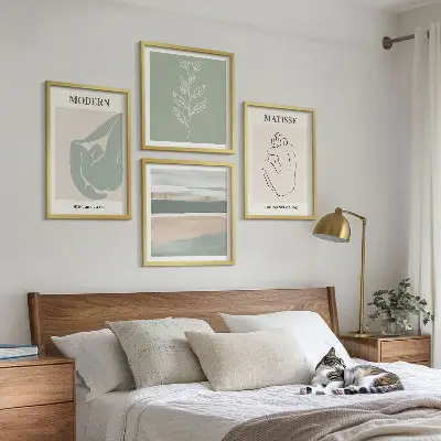 Políptico com moldura Formas abstratas de plantas políptico com moldura de formas abstratas de plantas