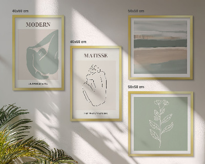 Políptico com moldura Formas abstratas de plantas
