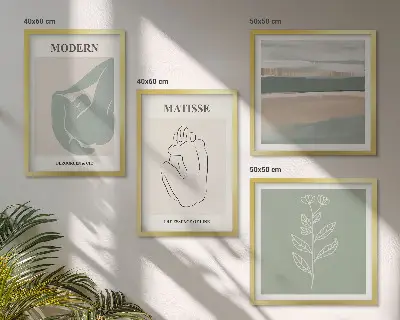 Políptico com moldura Formas abstratas de plantas políptico com moldura de formas abstratas de plantas
