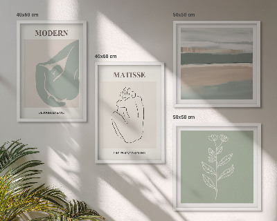 Políptico com moldura Formas abstratas de plantas