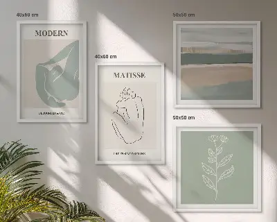 Políptico com moldura Formas abstratas de plantas políptico com moldura de formas abstratas de plantas