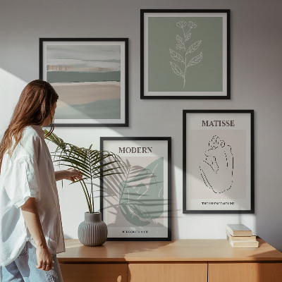 Políptico com moldura Formas abstratas de plantas