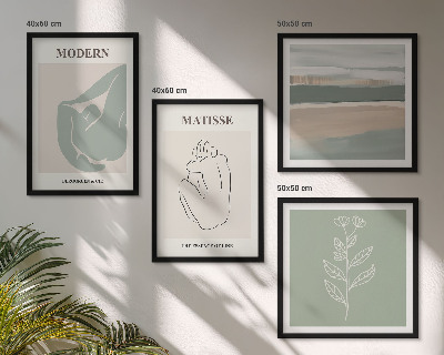 Políptico com moldura Formas abstratas de plantas